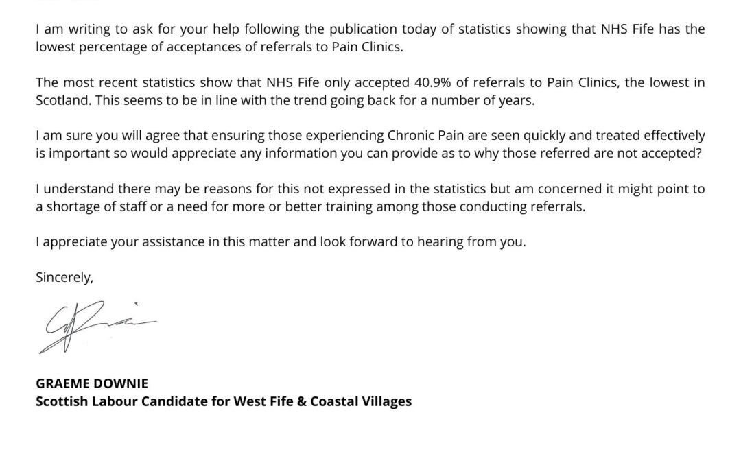 Candidate says “worrying” Fife has lowest Pain Clinic referral acceptances